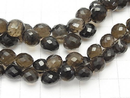 [Video] [One of a kind] High Quality Smoky Quartz AAA Onion Faceted Briolette [Medium color] 1strand NO.3