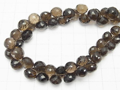 [Video] [One of a kind] High Quality Smoky Quartz AAA Onion Faceted Briolette [Medium color] 1strand NO.3