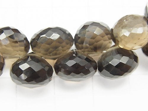 [Video] [One of a kind] High Quality Smoky Quartz AAA Onion Faceted Briolette [Medium color] 1strand NO.5