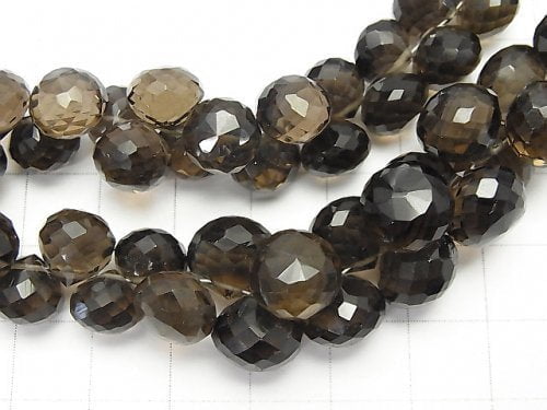 [Video] [One of a kind] High Quality Smoky Quartz AAA Onion Faceted Briolette [Medium Color] 1strand NO.6