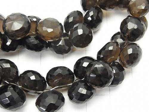 [Video] [One of a kind] High Quality Smoky Quartz AAA Onion Faceted Briolette [Dark Color] 1strand NO.10