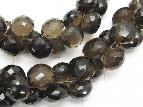 [Video] [One of a kind] High Quality Smoky Quartz AAA Onion Faceted Briolette [Medium Color] 1strand NO.7