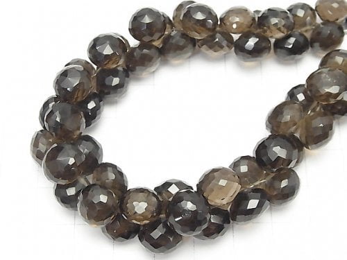 [Video] [One of a kind] High Quality Smoky Quartz AAA Onion Faceted Briolette [Medium Color] 1strand NO.7