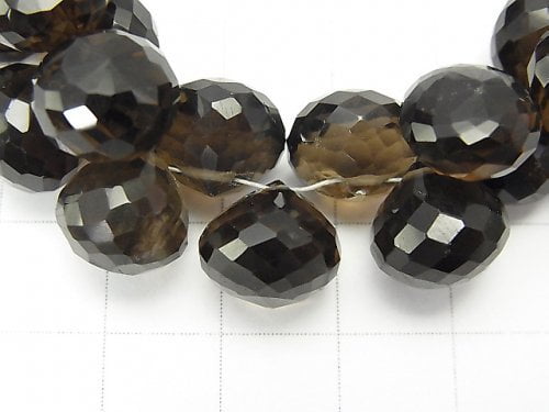 [Video] [One of a kind] High Quality Smoky Quartz AAA Onion Faceted Briolette [Dark Color] 1strand NO.11