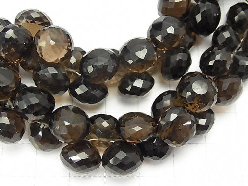 [Video] [One of a kind] High Quality Smoky Quartz AAA Onion Faceted Briolette [Dark Color] 1strand NO.11