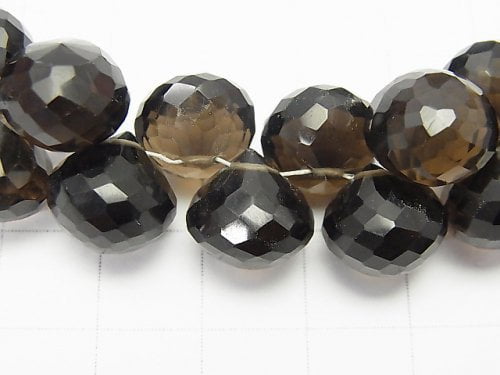 [Video] [One of a kind] High Quality Smoky Quartz AAA Onion Faceted Briolette [Dark Color] 1strand NO.13