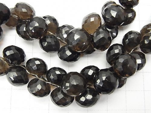 [Video] [One of a kind] High Quality Smoky Quartz AAA Onion Faceted Briolette [Dark Color] 1strand NO.13