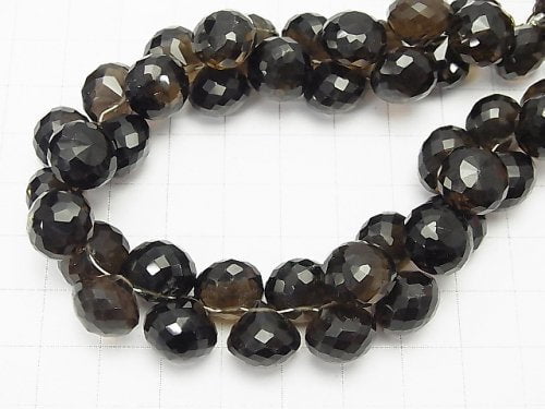 [Video] [One of a kind] High Quality Smoky Quartz AAA Onion Faceted Briolette [Dark Color] 1strand NO.13