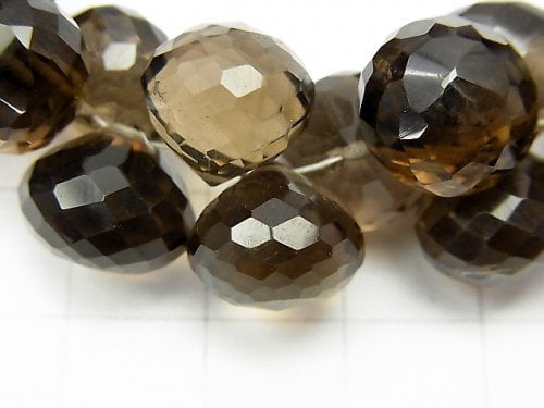 [Video] [One of a kind] High Quality Smoky Quartz AAA Onion Faceted Briolette [Dark Color] 1strand NO.15