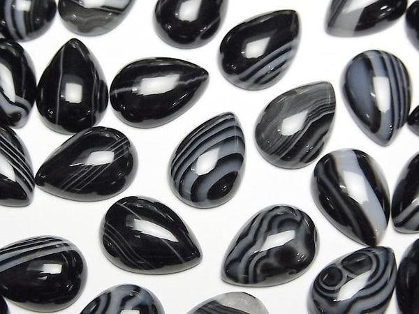 [Video] Striped Onyx AAA Pear shape Cabochon 14x10mm 2pcs