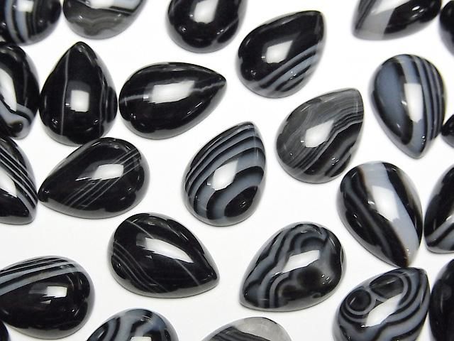 [Video] Striped Onyx AAA Pear shape Cabochon 14x10mm 2pcs