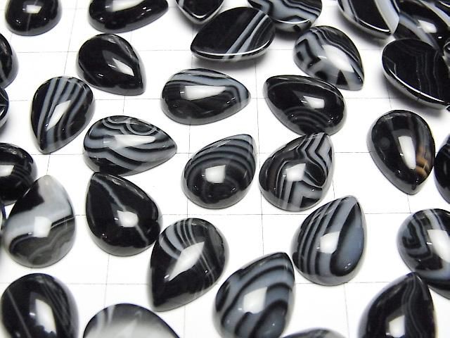 [Video] Striped Onyx AAA Pear shape Cabochon 14x10mm 2pcs