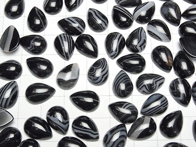 [Video] Stripe Onyx AAA Pear shape Cabochon 14x10mm 2pcs $1.69!