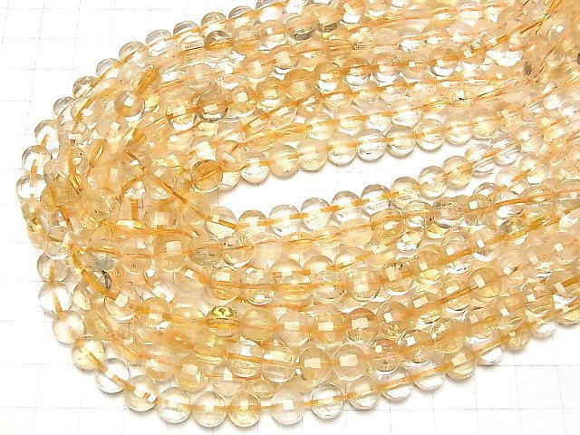 [Video]High Quality!  Citrine AA+ Faceted Coin 8x8x5mm half or 1strand beads (aprx.15inch/38cm)