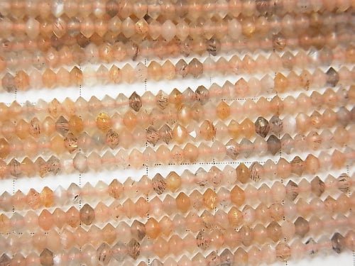 High Quality! 1strand $7.79! Silver Sheen Orange Moonstone AA+ Faceted Button Roundel 3x3x1.5mm 1strand beads (aprx.15inch / 38cm)