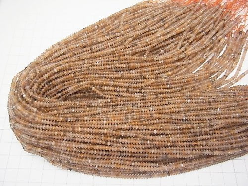 High Quality! 1strand $7.79! Silver Sheen Orange Moonstone AA+ Faceted Button Rondelle 3x3x1.5mm 1strand beads (aprx.15inch / 38cm)