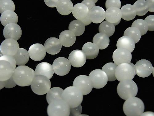 [Video] White-Light Gray Moonstone AAA Round 6mm 1strand (Bracelet)