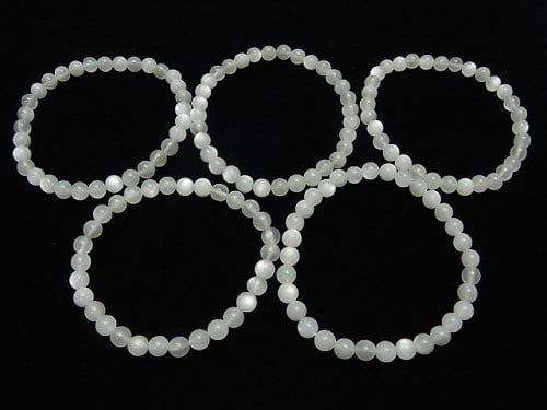 [Video] White-Light Gray Moonstone AAA Round 6mm 1strand (Bracelet)