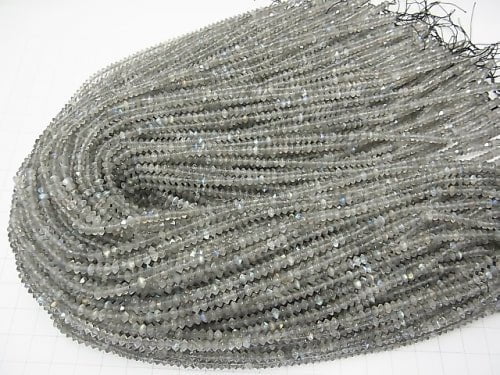 [Video] High quality! 1strand $6.79! Labradorite AA Faceted Button Roundel 4x4x2mm less 1strand beads (aprx.15inch / 38cm)