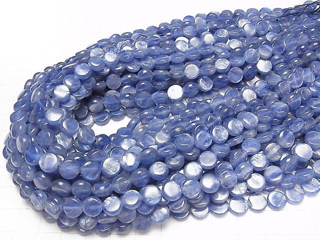 [Video]Kyanite AA+ Coin 8x8x3mm half or 1strand beads (aprx.15inch/38cm)