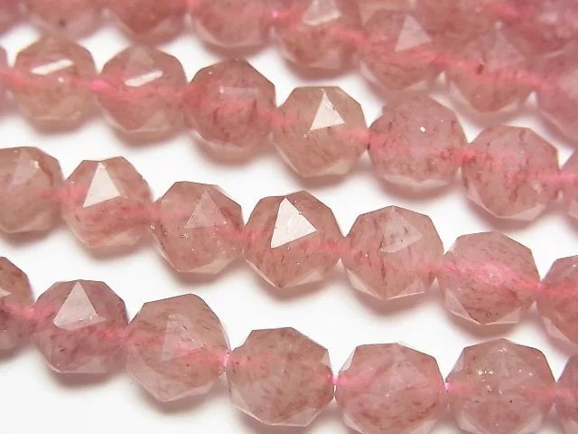 [Video]High Quality! Pink Epidote AAA Star Faceted Round 8mm half or 1strand beads (aprx.15inch/37cm)