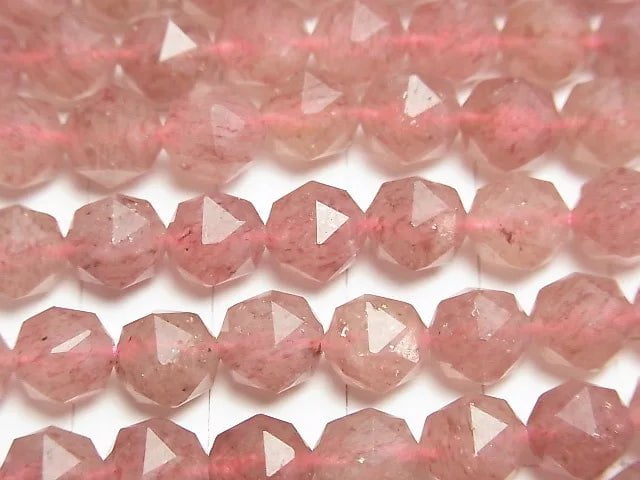 [Video]High Quality! Pink Epidote AAA Star Faceted Round 8mm half or 1strand beads (aprx.15inch/37cm)