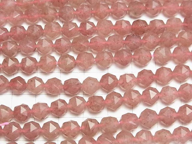 [Video]High Quality! Pink Epidote AAA Star Faceted Round 8mm half or 1strand beads (aprx.15inch/37cm)