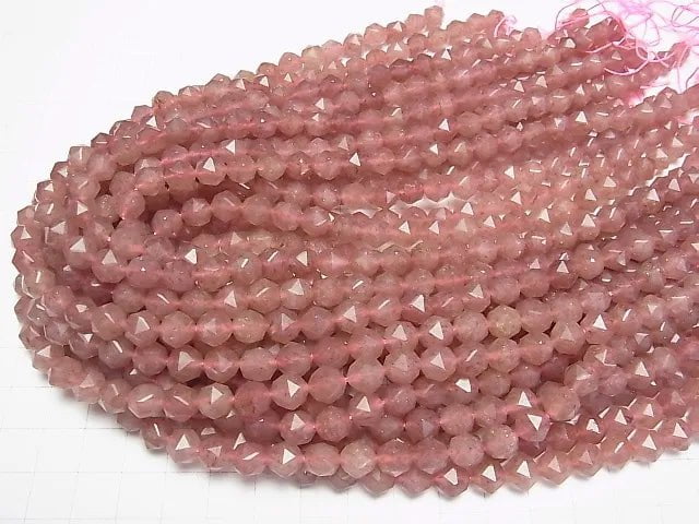 [Video]High Quality! Pink Epidote AAA Star Faceted Round 8mm half or 1strand beads (aprx.15inch/37cm)