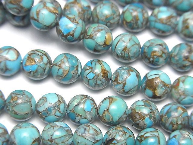 Copper Turquoise & Amazonite, Round Gemstone Beads