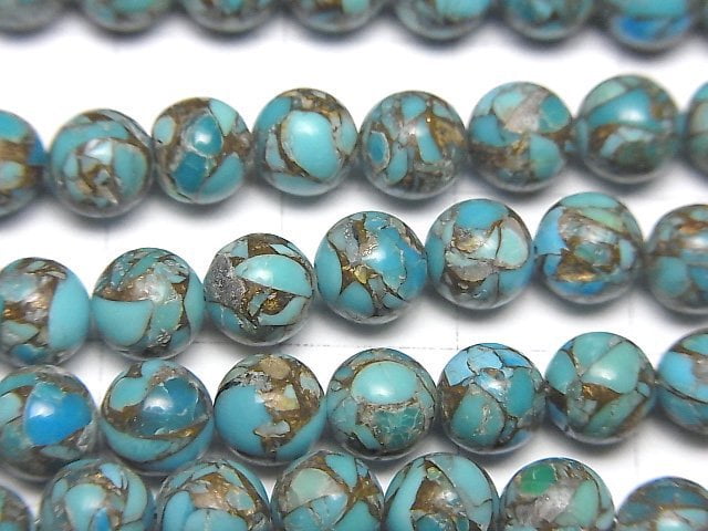 [Video] Blue Copper Turquoise AAA Round 6mm half or 1strand beads (aprx.7inch/18cm)