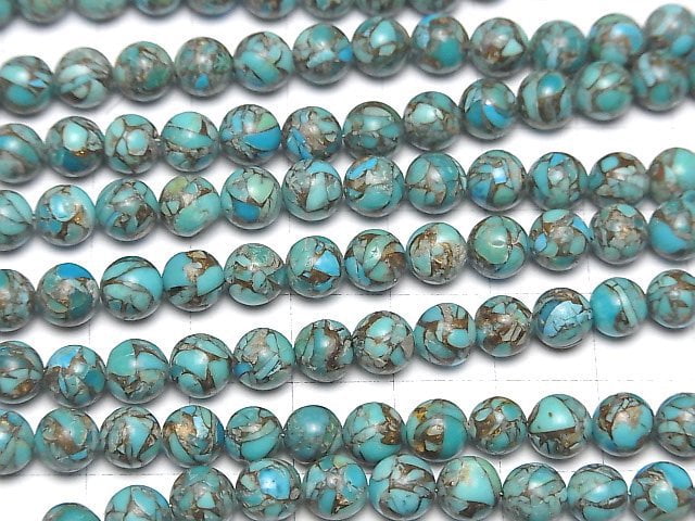 [Video] Blue Copper Turquoise AAA Round 6mm half or 1strand beads (aprx.7inch/18cm)