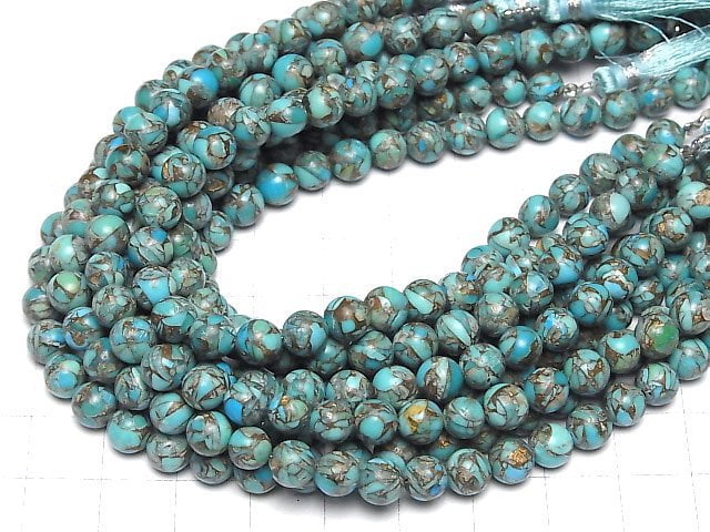 [Video] Blue Copper Turquoise AAA Round 6mm half or 1strand beads (aprx.7inch/18cm)