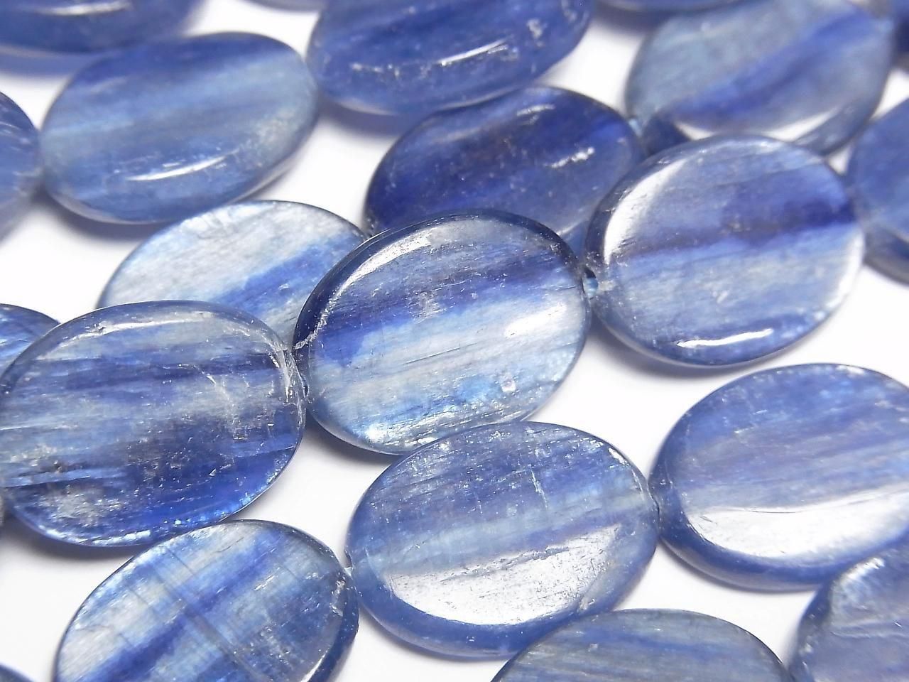 藍晶石 AA++ 橢圓形 16x12x4mm 半串或一串珠子 (約15英吋/37公分)