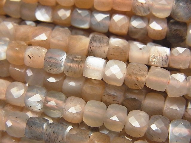 Cube, Moonstone Gemstone Beads