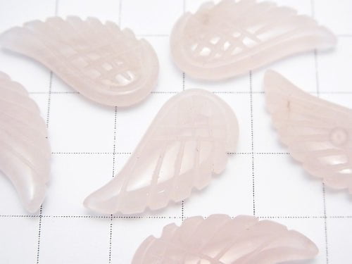 Rose Quartz AA+ Angel Wing  24x12mm 3pcs