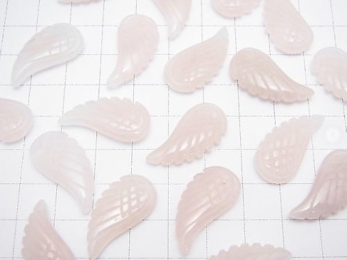 Rose Quartz AA+ Angel Wing  24x12mm 3pcs