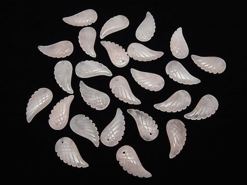 Rose Quartz AA+ Angel Wing  24x12mm 3pcs