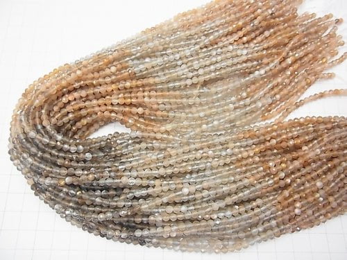 [Video] High Quality! Multi Color Moonstone AAA Faceted Round 4mm Slight 1strand beads (aprx.15inch / 38cm)