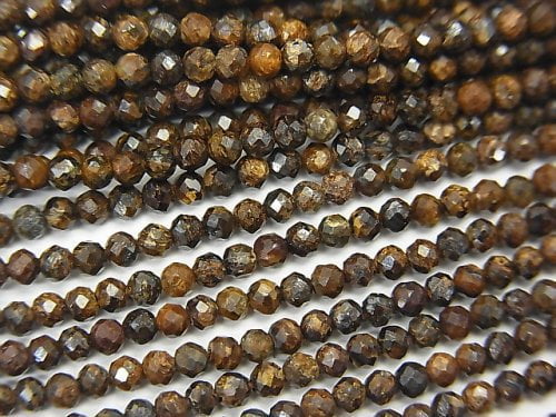 Bronzite, Faceted Round Gemstone Beads