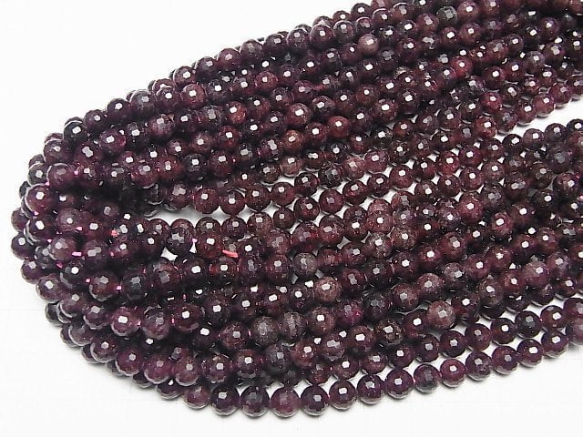 High Quality!  Garnet AA++ 128Faceted Round 6mm 1strand beads (aprx.15inch/37cm)