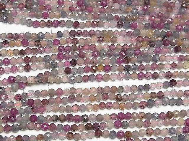 [Video]High Quality! Madagascar Multicolor Sapphire AA+ Faceted Round 3mm half or 1strand beads (aprx.15inch/37cm)