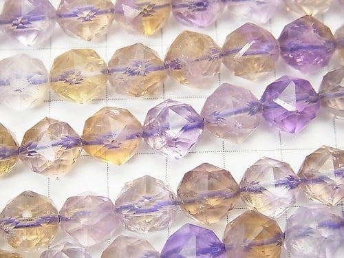 [Video] High Quality! Amethyst xCitrine AA ++ Star Faceted Round 10mm half or 1strand beads (aprx.15inch / 37cm)