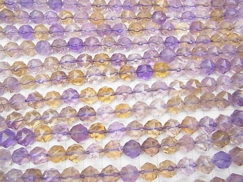 [Video] High Quality! Amethyst xCitrine AA ++ Star Faceted Round 10mm half or 1strand beads (aprx.15inch / 37cm)