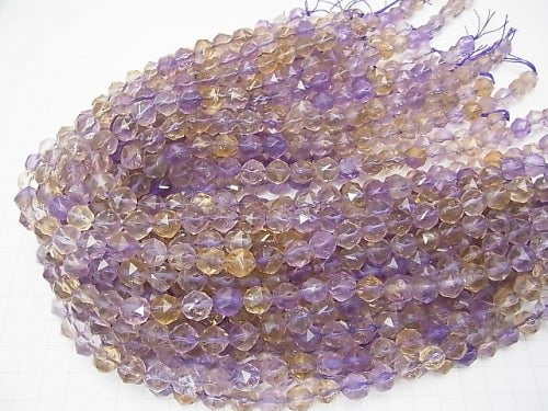 [Video] High Quality! Amethyst xCitrine AA ++ Star Faceted Round 10mm half or 1strand beads (aprx.15inch / 37cm)