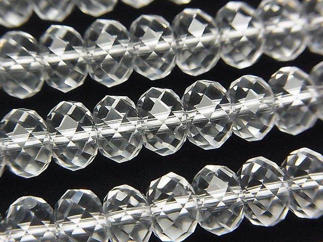 [Video] High Quality! Crystal (Synthetic Quartz) AAA Faceted Button Rondelle 8x8x5mm Half or 1-Strand Beads (approx. 14 inches/35 cm)