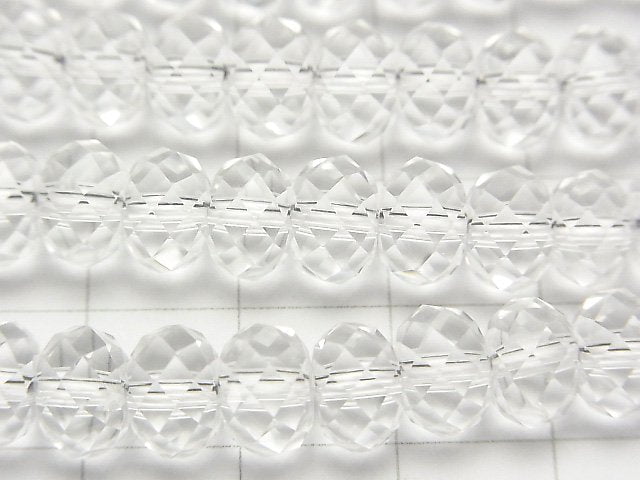 [Video] High Quality! Crystal (Synthetic Quartz) AAA Faceted Button Rondelle 8x8x5mm Half or 1-Strand Beads (approx. 14 inches/35 cm)