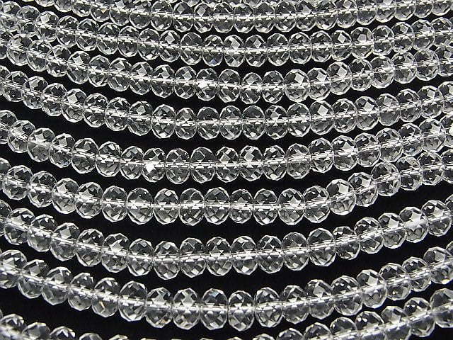 [Video] High Quality! Crystal (Synthetic Quartz) AAA Faceted Button Rondelle 8x8x5mm Half or 1-Strand Beads (approx. 14 inches/35 cm)