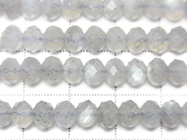 Haute qualité ! Labradorite AAA - Rondelle facettée bouton 6x6x4mm demi-fil ou 1 fil (env. 38cm)