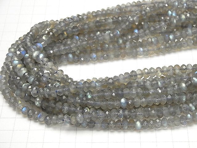 High Quality! Labradorite AAA- Faceted Button Roundel 6x6x4mm half or 1strand beads (aprx.15inch/38cm)