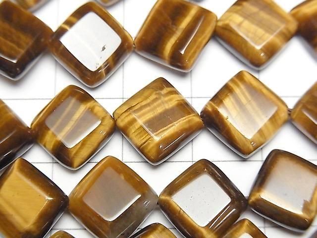 [Video] Yellow Tiger's Eye AA++ Diamond 13x13mm half or 1strand beads (approx. 15 inches/36 cm)